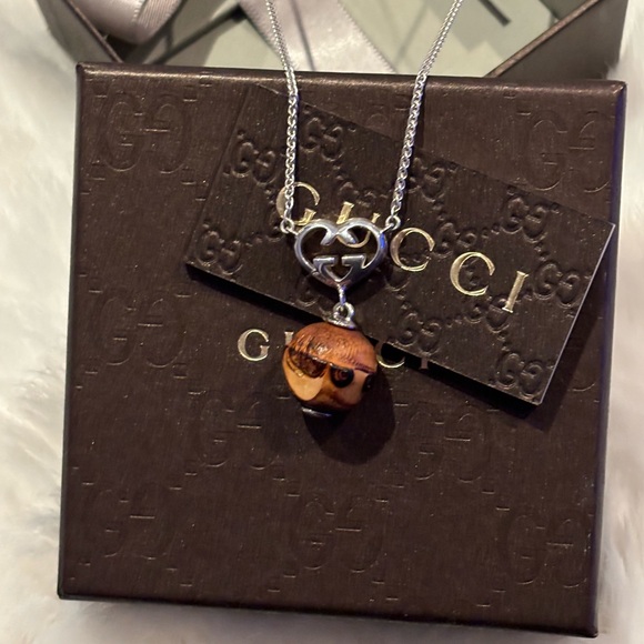 Gucci ‘LOVE BRITT’ sterling Interlocking GG Heart and Bamboo Necklace, Rare - Picture 10 of 12